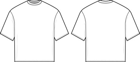 Boxy Oversized Fit T Shirt Flat Technical Drawing Illustration Short