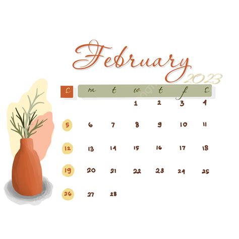 February 2023 Calendar Design With Bohemian Simple Style February Month