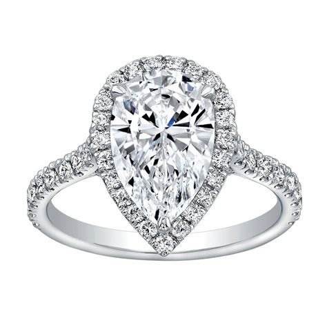 160 Ct Halo Pear Cut Diamond Engagement Ring H Vs1 Gia Certified Pear