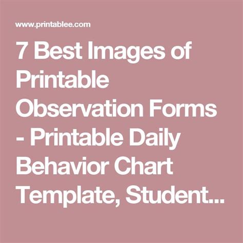 7 Best Images Of Printable Observation Forms Printable Daily Behavior