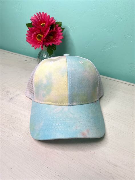 Never sure which is better :p i really like the way mine turned out but if. Tie Dye Cap Tie Dye Trucker Hat hats for women pastel hat ...