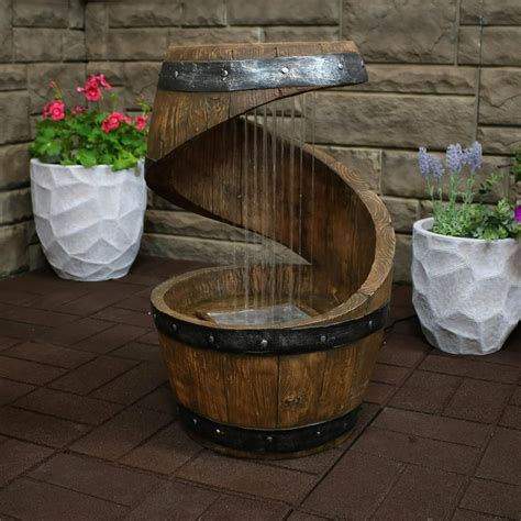 Sunnydaze Spiraling Barrel Outdoor Water Fountain Patio And Garden