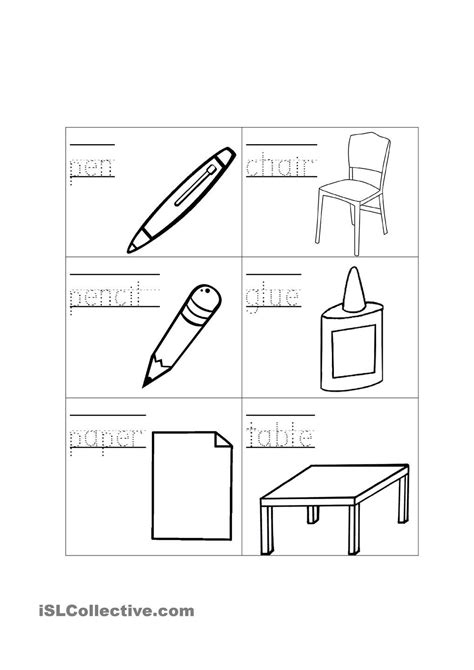 Classroom Objects Learning Worksheets Kindergarten Worksheets