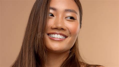 thai asian model with natural makeup on beige background stock image image of multicultural