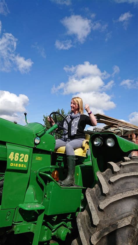 John Deere And A Blonde Double Delight Old John Deere Tractors John Deere Girl Tractors