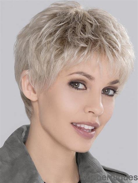Perruques synthétiques blondes monofilament ondulées recadrées de platine pour femmes