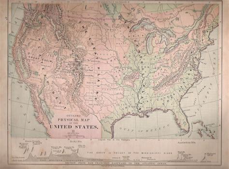 Old 1884 Map Of The United States