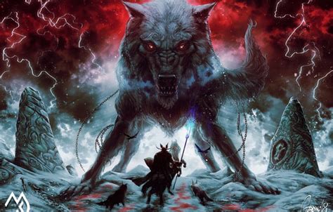 Wallpaper Winter Figure Warrior Mouth Wolf Zipper Battle Fantasy