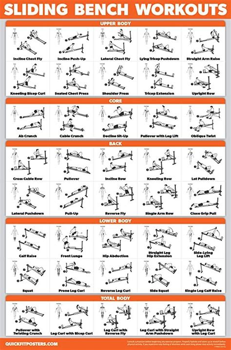 Quickfit Sliding Bench Workout Poster Compatible With