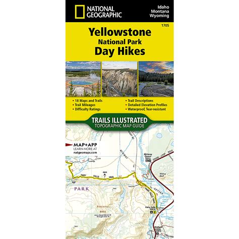 yellowstone national park day hikes map geographica