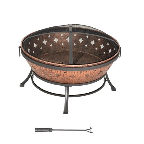 Powder Coated Steel Fire Pit 35 Inch With Stand And Screen