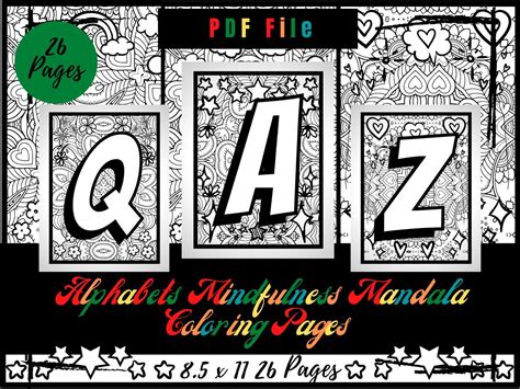 Alphabets Mindfulness Mandala Coloring Pages Printable Coloring Sheets Pdf