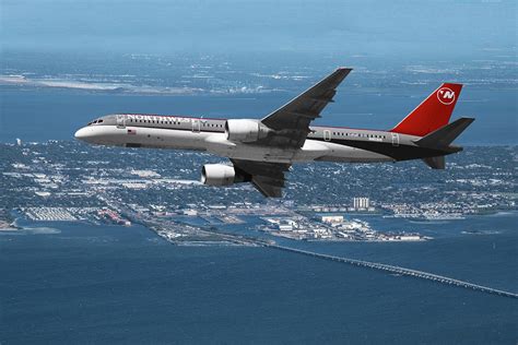 Northwest Airlines Boeing 757 Over Tampa Bay Mixed Media By Erik