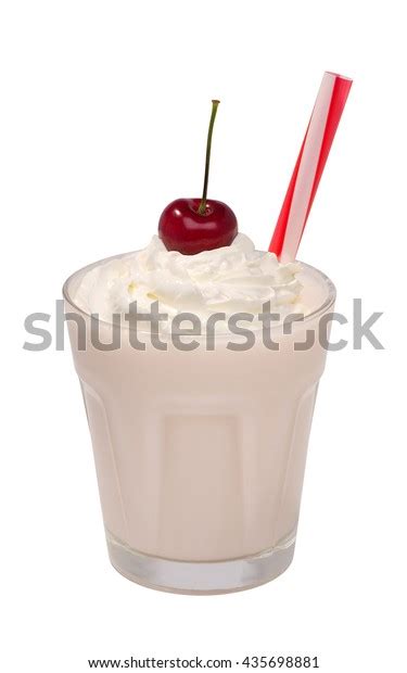 Cherry Milkshake Whipped Cream Isolated Stock Photo 435698881