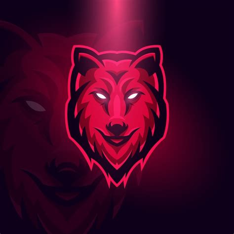Modèle De Concept De Logo De Red Wolf Esports Vecteur Premium