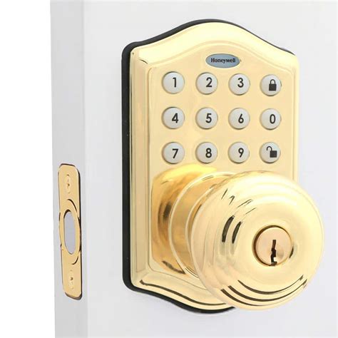Honeywell Polished Brass Keypad Electronic Knob Entry Door Lock 8732001