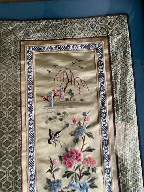 Vintage Chinese Hand Embroidered Art Silk Tapestry Featuring Etsy