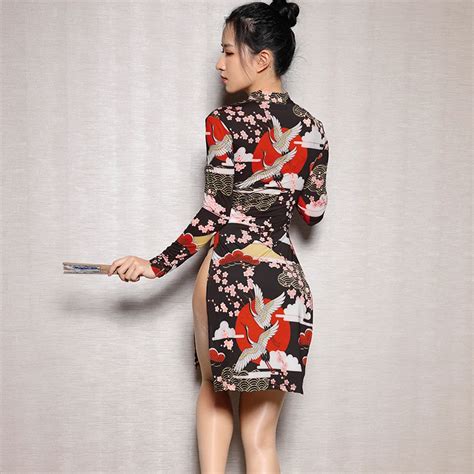 Geisha Role Play Porno Dress High Elastic Lingerie Japanese Style Sexy Kimono Hot Erotic Dress