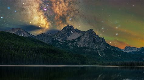 Lake And Mountain Under Milky Way Stars During Night 4k Hd Nature