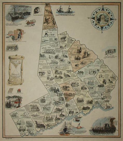 Map Connecticut Fairfield County Pictorial Stanley Jerome Hoxie