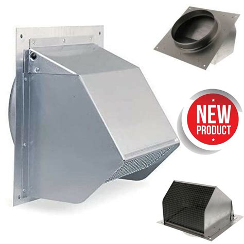 Wall Vent Cover Exterior Cap 6" Duct Vent Silver Kitchen Exhaust Fan