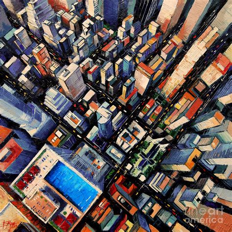 New York City Sky View Painting By Mona Edulesco