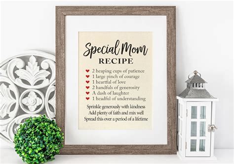 Recipe For A Special Mom Recipe For Mom Personalization Etsy