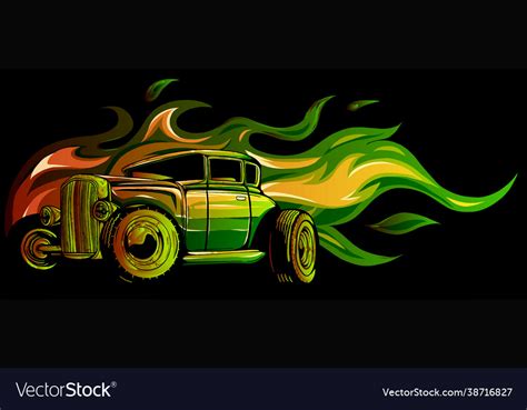 Vintage Car Hot Rod With Flames Royalty Free Vector Image