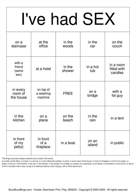 Sex Positions Bingo Cards To Download Print And Customize Kienitvcacke