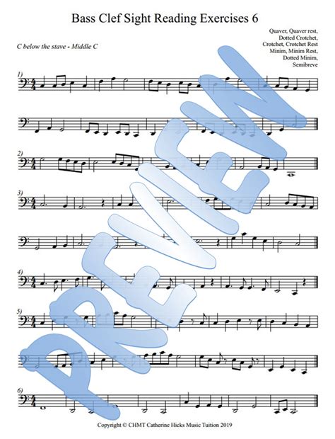 Bass Clef Sight Reading Exercises 6 Made By Teachers