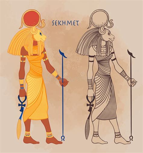 Sekhmet La Diosa Del Fuego Solar Plaga Sanación Y Guerra En La Mitología Egipcia Ilustración De