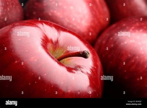 Close Up Of Fresh Dark Red Apples Stock Photo Alamy