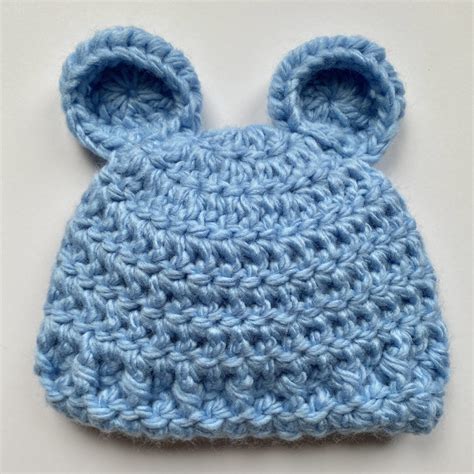How To Crochet A Baby Beanie With Bear Ears