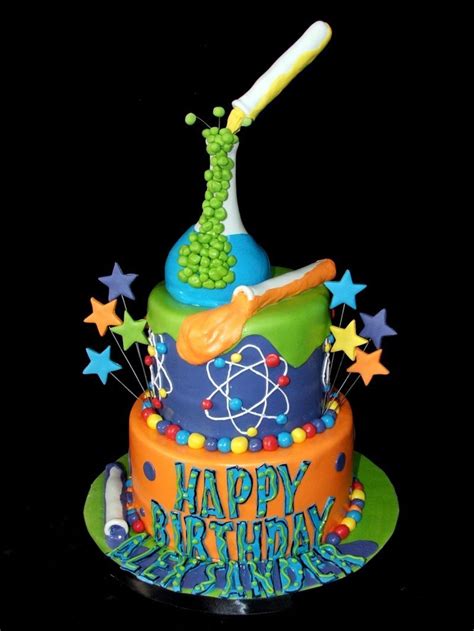 Science Birthday Cake Science Cake Very Cool I Love The Colors The Design Food Science Party
