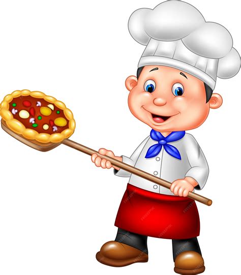 Premium Vector Cartoon Chef Holding Pizza
