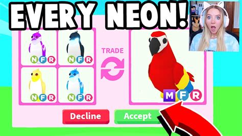 Trading Every Neon King Penguin In Adopt Me Youtube