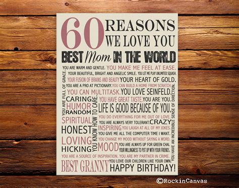 60th Birthday Present Reasons We Love You 30th 40th 50th