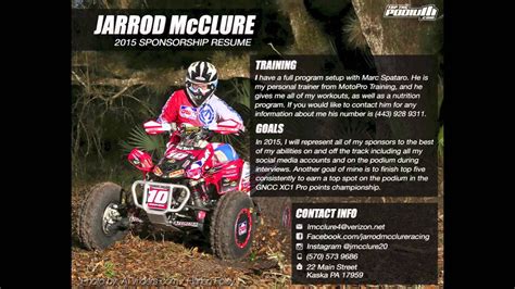 Motocross resume motocross sponsor resume resume ideas mx. Jarrod McClure's 2015 Sponsorship Resume - YouTube