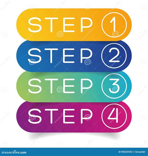 One Two Three Four Steps Progress Stock Vector Illustration Of Banner