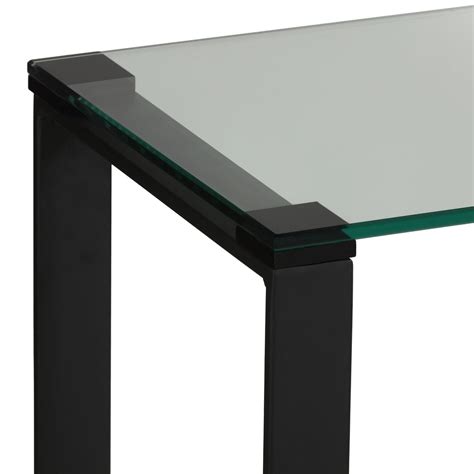 Cortesi Home Gega Contemporary Glass Console Table In Matte Black