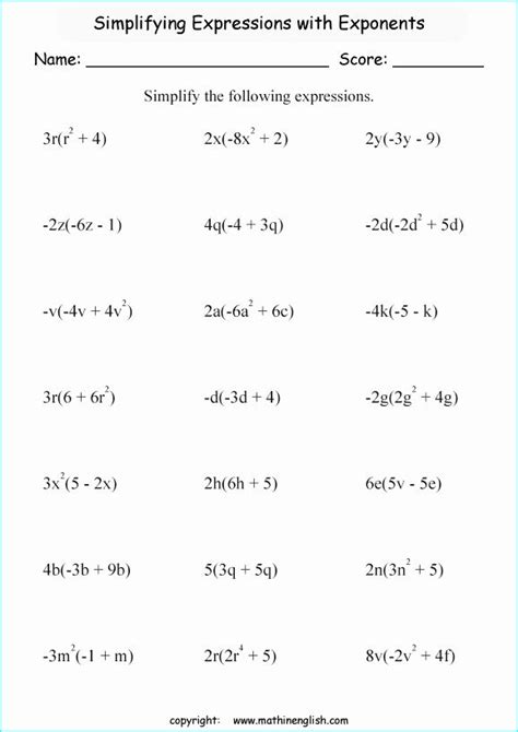 49 Simplifying Algebraic Expressions Worksheet Answers Chessmuseum