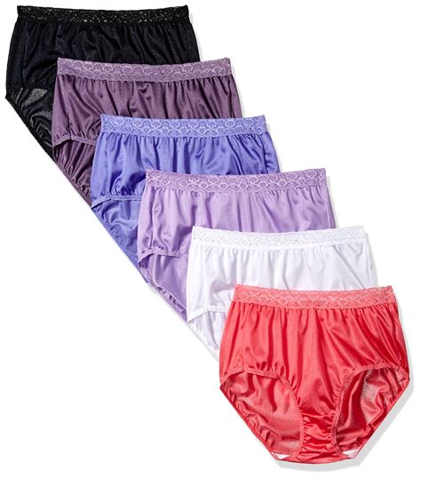 6 Pack Women Nylon Brief Panties Assorted Large 100 Nylon Full