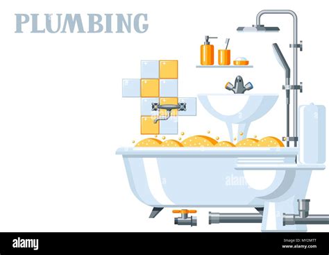 Bathroom Interior Plumbing Background Stock Vector Image And Art Alamy