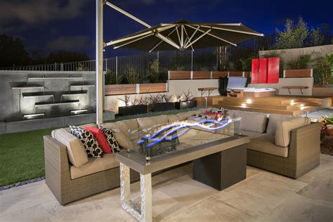 Custom Fire Feature Sophisticated Outdoor Great Room Modern