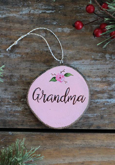 Personalized Grandma Ornament Grandma Ornament Wood Slice Ornament Floral Ornament