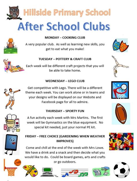 After School Clubs And Extra Curricular Activities Hillside Primary