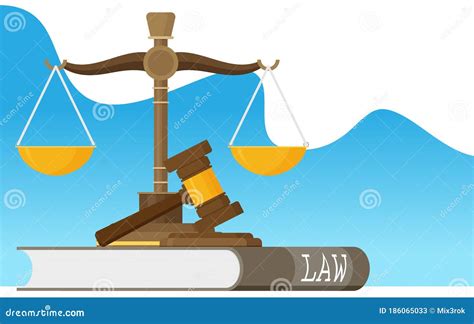 Justice Scales And Wooden Judge Gavel Law Hammer Sign With Books Of