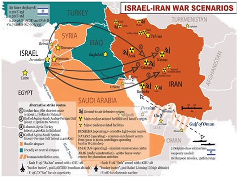 The Middle East And Iran Map Of Israels Iran War Scenarios In 2012