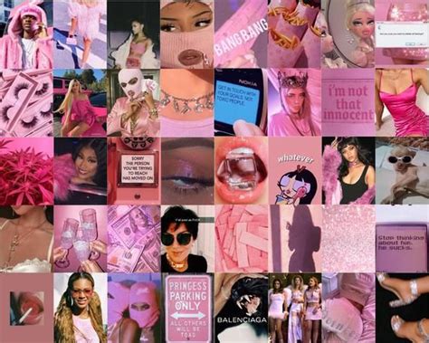 Pink Baddie Aesthetic Wall Collage Kit Digital Wall Collage