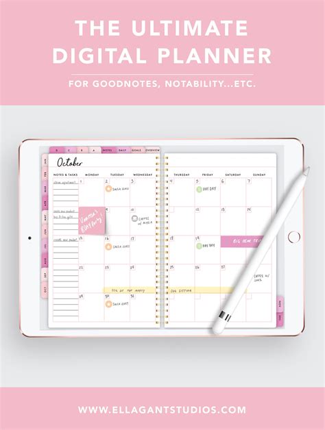 Undated Yearly Digital Planner Pink Online Planner Digital Planner